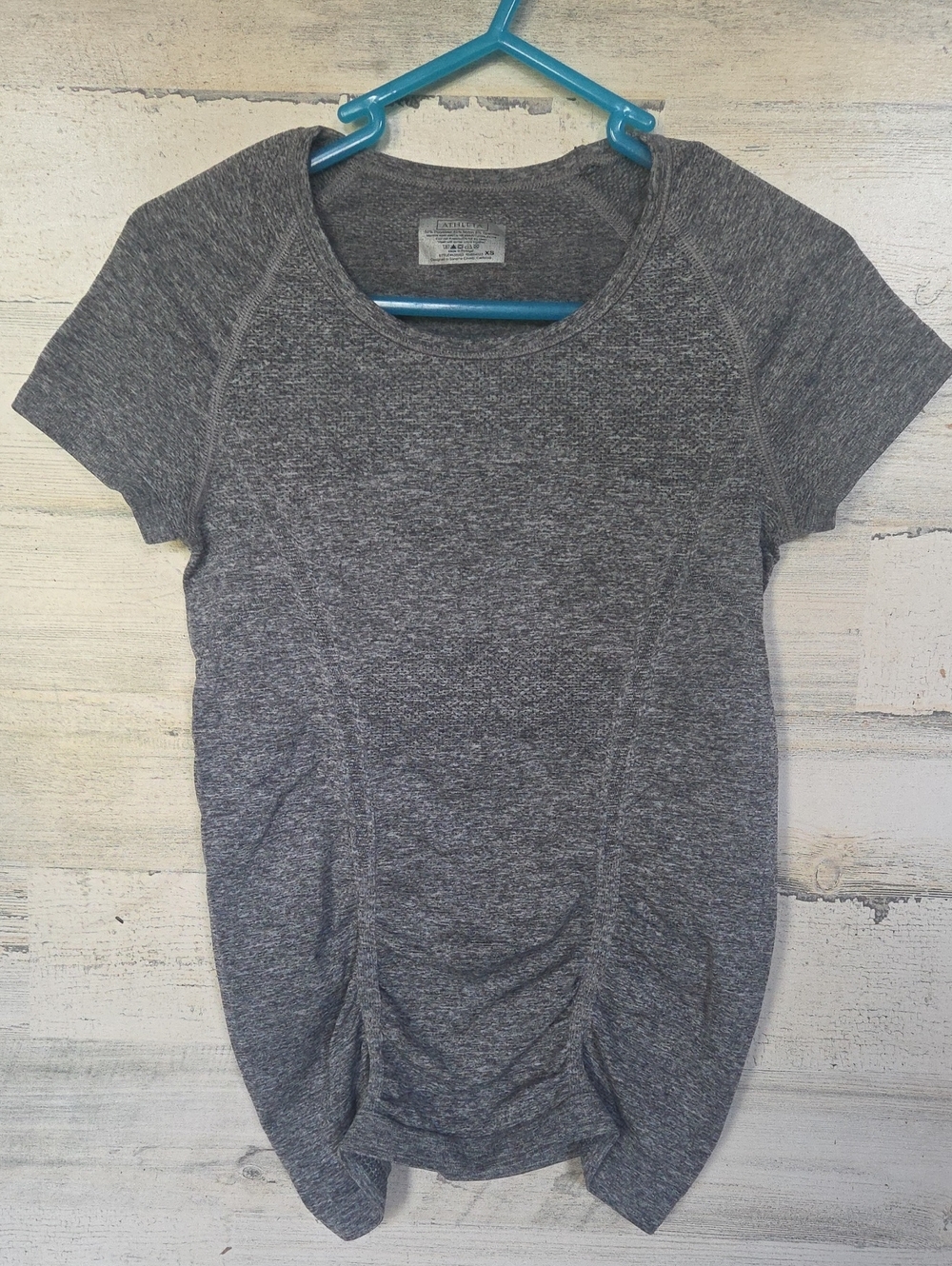 Athleta Heathered Gray Short-Sleeve Ruched Active Tee